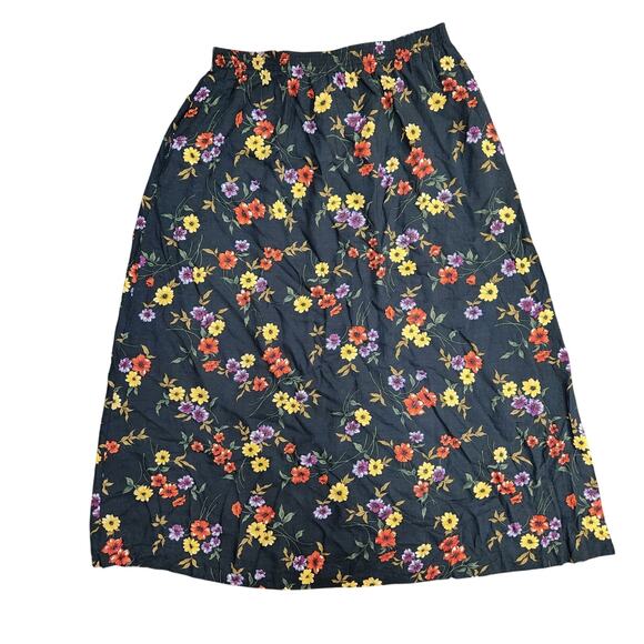 90s Bobbie Brooks Rayon fall floral midi skirt M - Picture 1 of 4